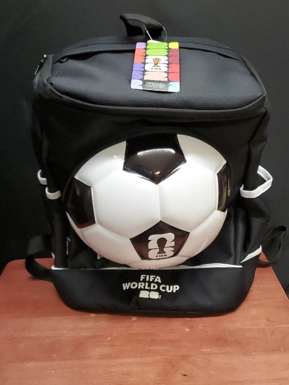 FIFA 26 World Cup Black Soccer Ball Backpack